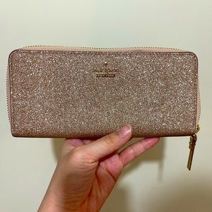 Kate spade sparkling rose gold long wallet